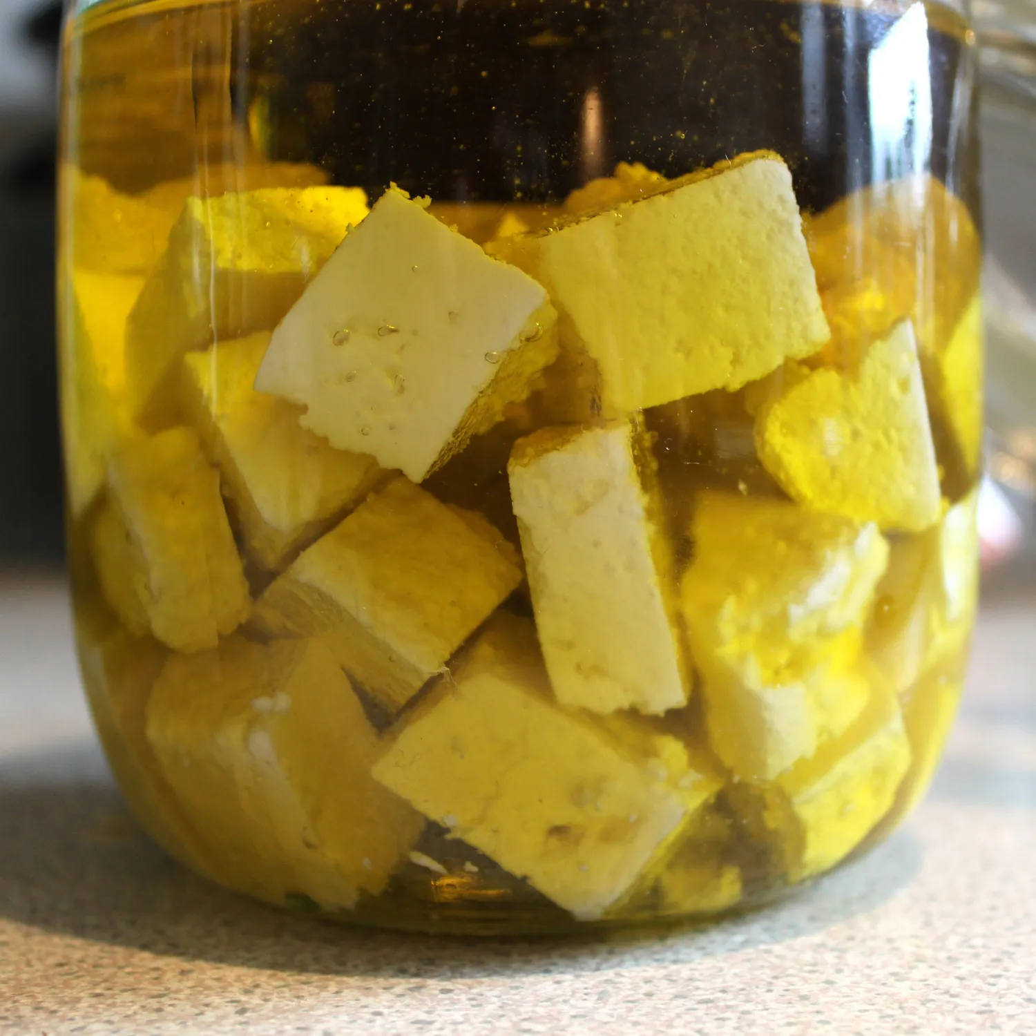 My feta, all oiled up